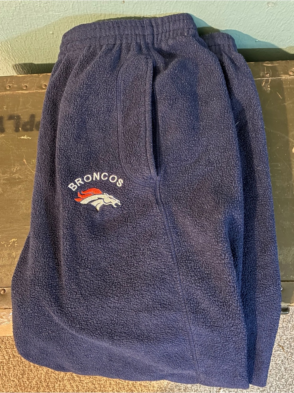 NFL Broncos Navy Fleece Joggers with Embroidered Logo Men’s